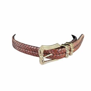 Brighton Leather Belt Womens 97087 Woven Braided Brown Western Classic Buckle Sm